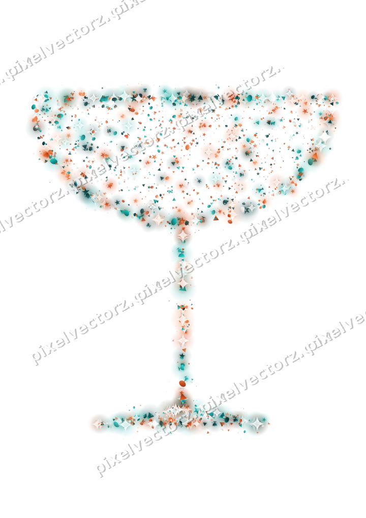 Seamless glitter champagne coupe in orange on a transparent background