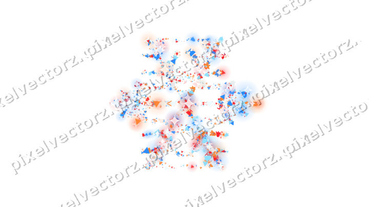 Seamless glitter snowflake in blue and red on a transparent background