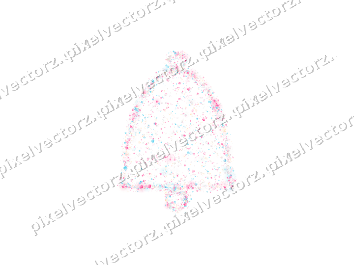 Seamless glitter bell in pink and cyan on a transparent background