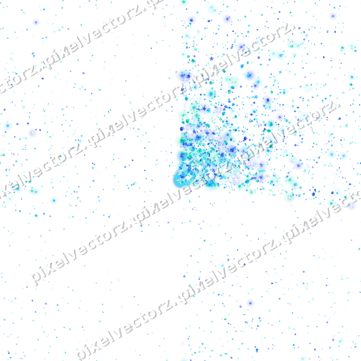 Seamless glitter corner in cyan and teal on a transparent background