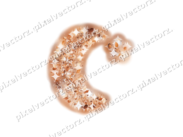 Seamless glitter crescent moon on a transparent background