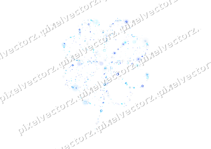 Seamless glitter clover leaf in cyan on a transparent background