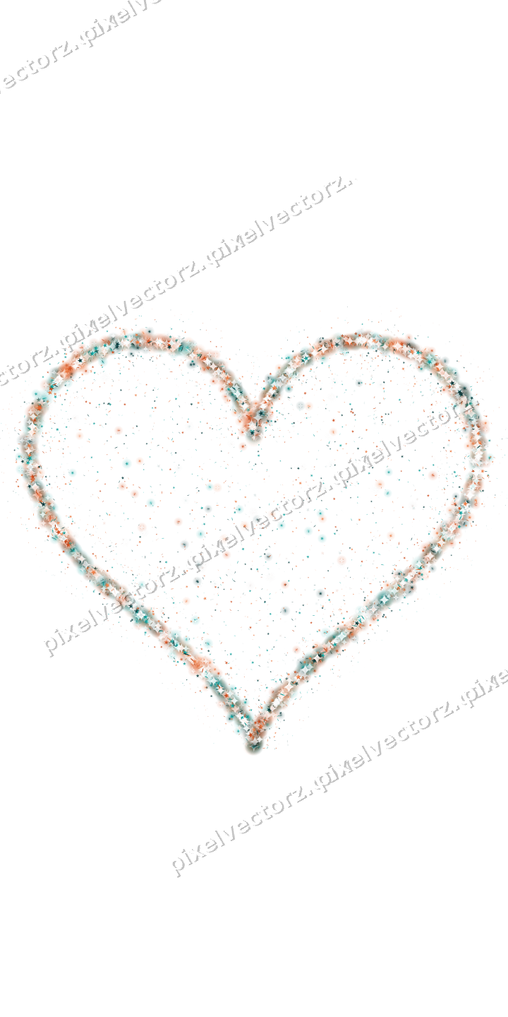 Seamless glitter heart of stars and shards on a transparent background