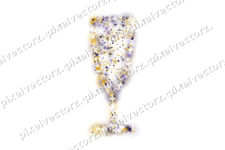 Seamless glitter champagne flute in amber on a transparent background