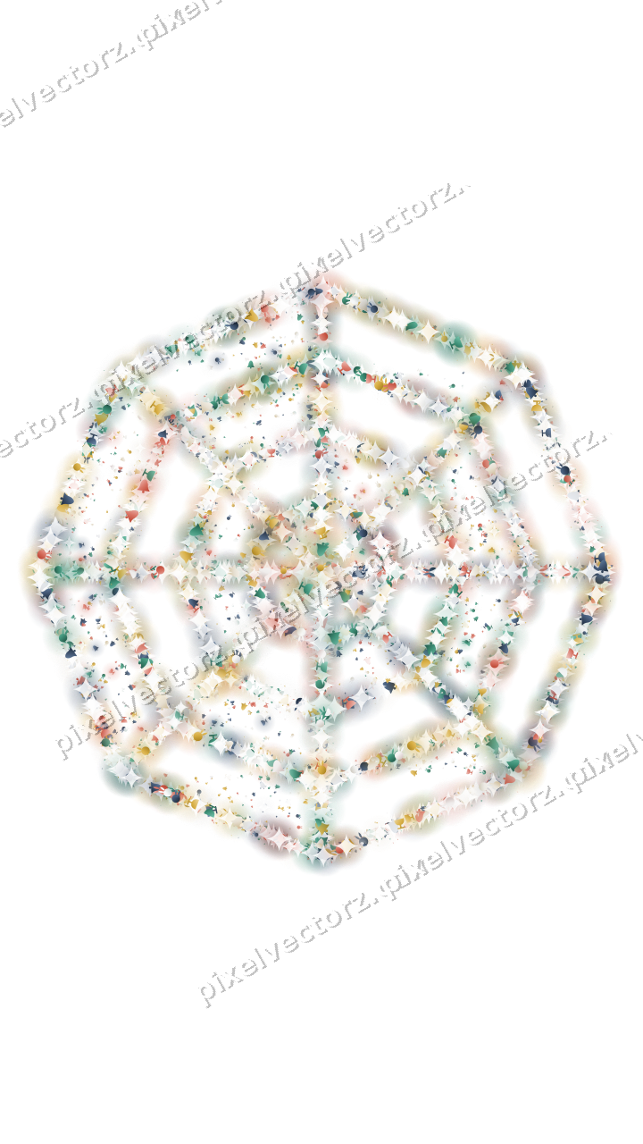Seamless glitter spider web in amber on a transparent background