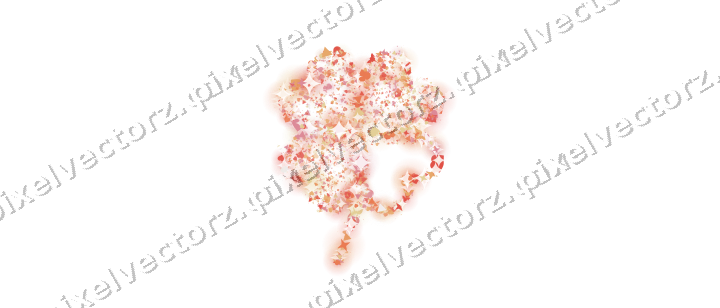 Seamless glitter four leaf clover in red on a transparent background