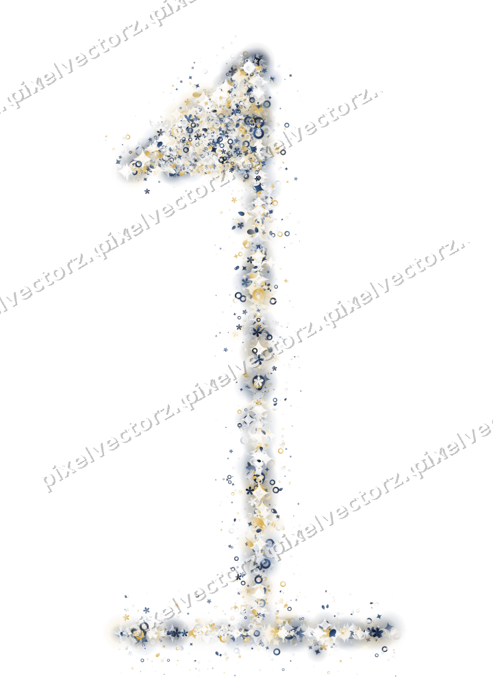 Seamless glitter number 1 in dark blue on a transparent background