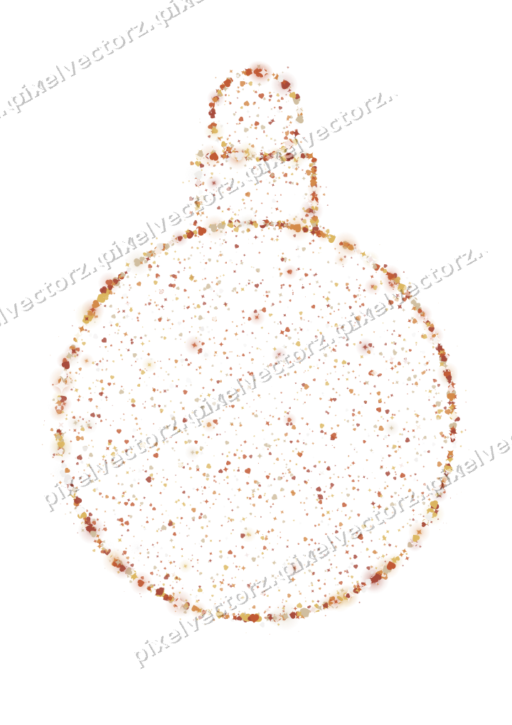 Seamless glitter bauble in orange on a transparent background