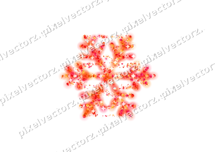 Seamless glitter snowflake in red on a transparent background