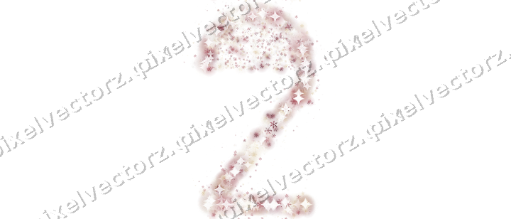 Seamless glitter number 2 of snowflakes on a transparent background