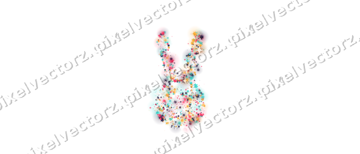 Seamless glitter easter bunny of stars on a transparent background