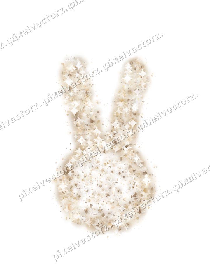 Seamless glitter easter bunny in amber on a transparent background