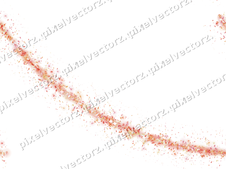 Seamless glitter arc of leaves in red on a transparent background