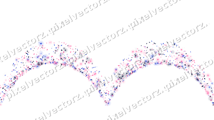Seamless glitter garland in pink and blue on a transparent background