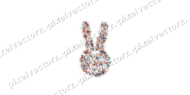 Seamless glitter easter bunny in orange on a transparent background