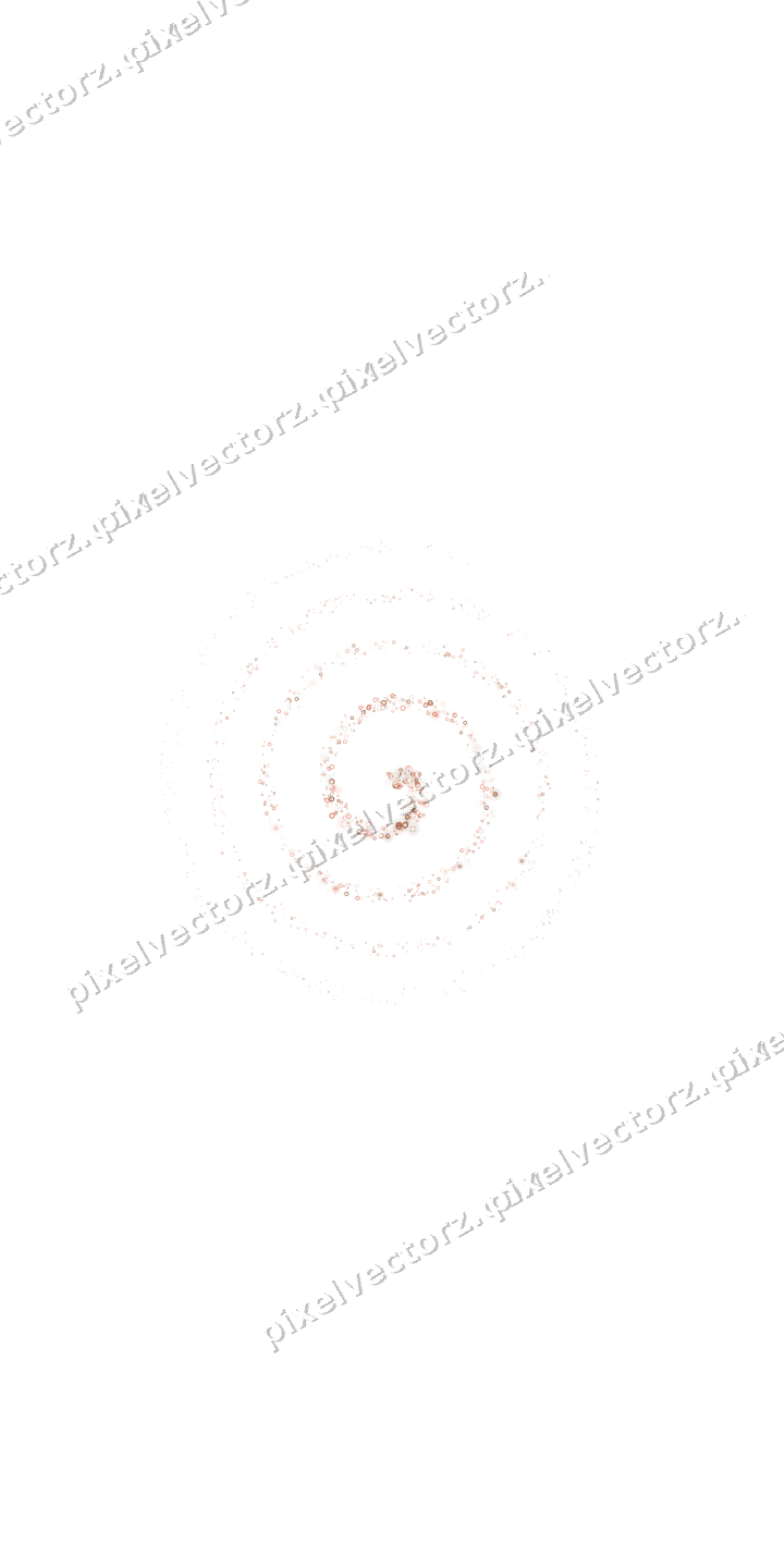 Seamless glitter spiral of rings in orange on a transparent background