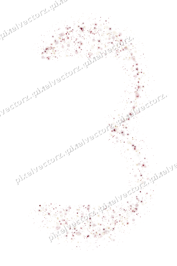 Seamless glitter number 3 in dark pink on a transparent background