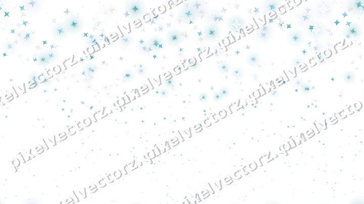 Seamless falling glitter in cyan on a transparent background