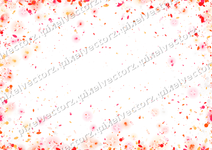 Seamless glitter border in red and orange on a transparent background