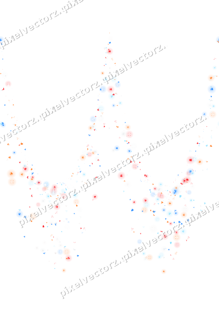 Seamless glitter garland in blue and red on a transparent background