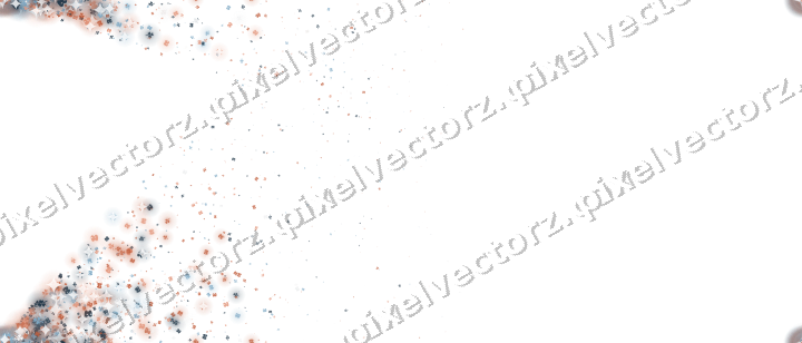 Seamless glitter corner in orange and cyan on a transparent background
