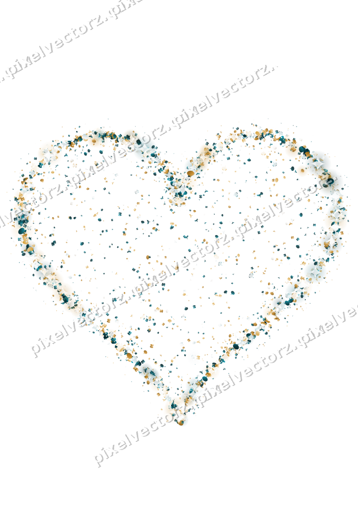 Seamless glitter heart in amber on a transparent background