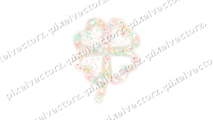 Seamless glitter four leaf clover on a transparent background
