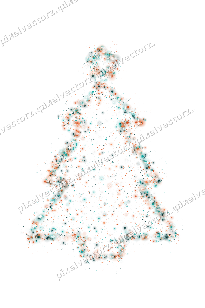 Seamless glitter christmas tree in orange on a transparent background