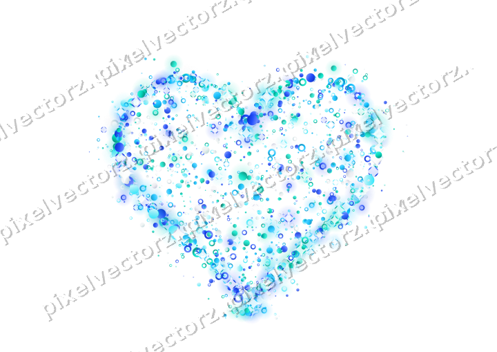 Seamless glitter heart of dots and rings on a transparent background