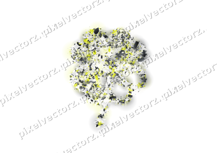 Seamless glitter clover leaf in yellow on a transparent background