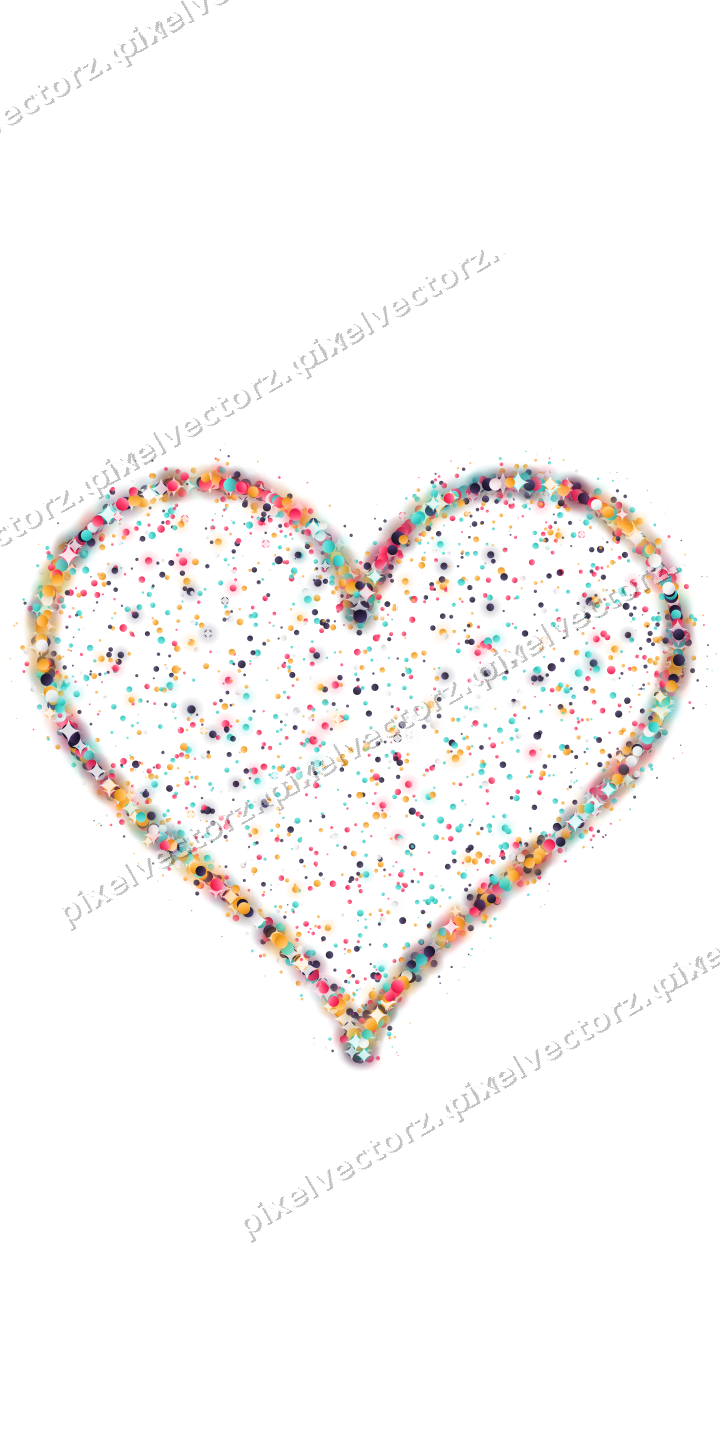 Seamless glitter heart of dots in pink on a transparent background