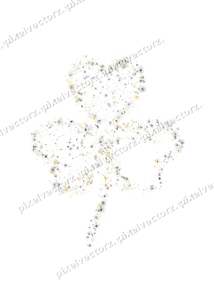 Seamless glitter shamrock in amber on a transparent background
