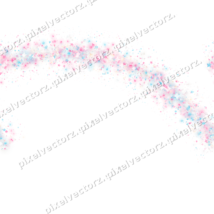 Seamless glitter arc in pink and cyan on a transparent background