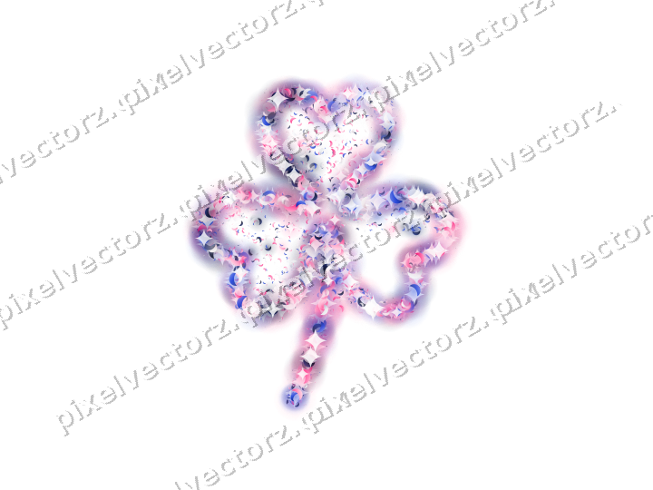 Seamless glitter shamrock of crescents on a transparent background