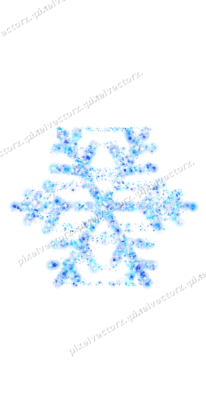 Seamless glitter snowflake in cyan on a transparent background