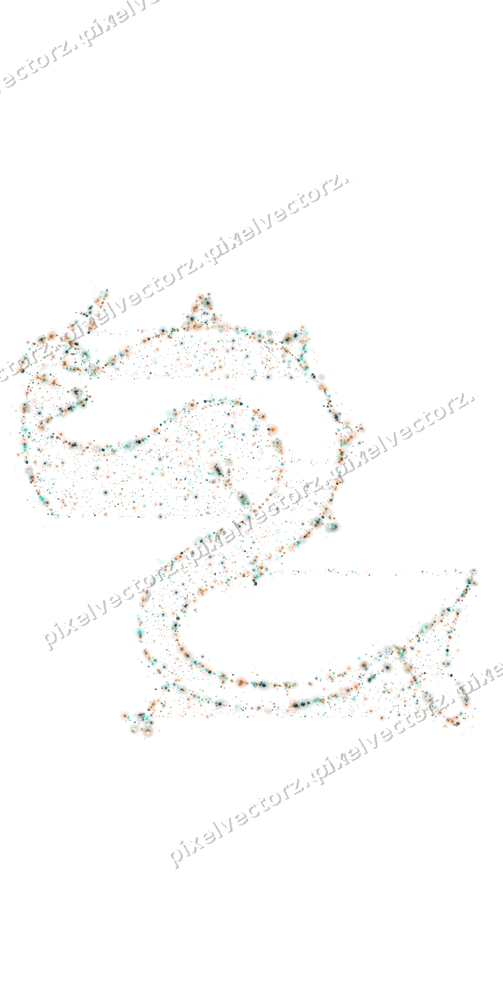 Seamless glitter dragon in orange and teal on a transparent background