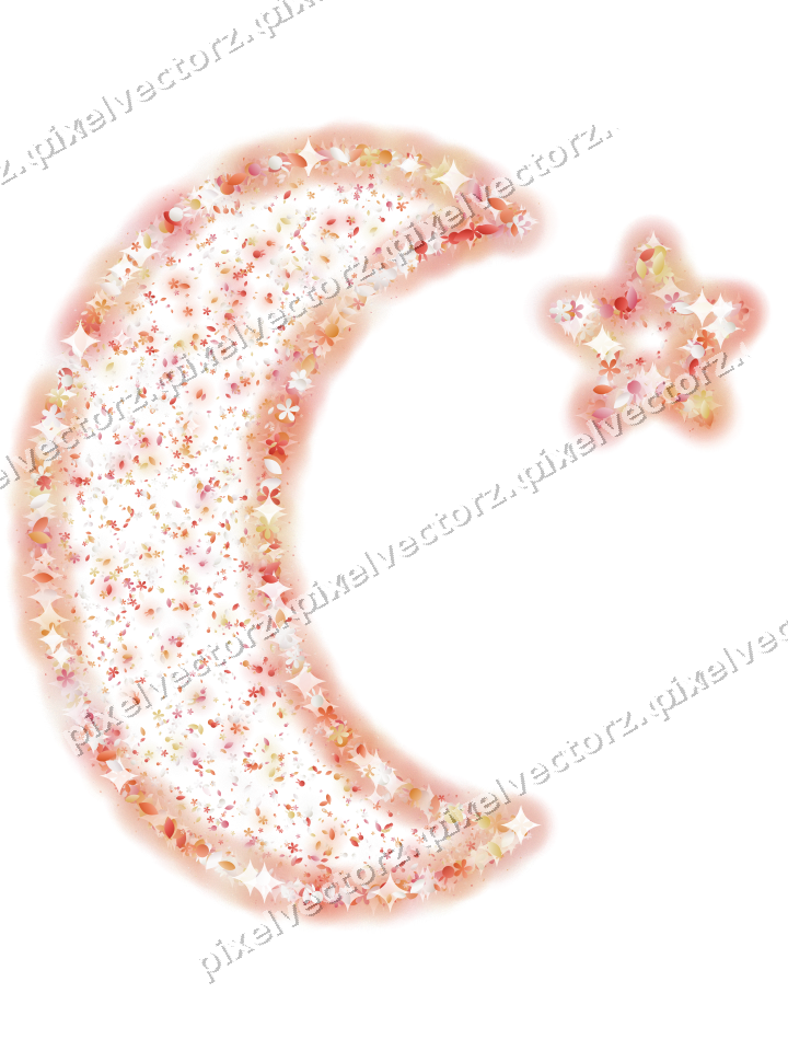 Seamless glitter crescent moon in red on a transparent background