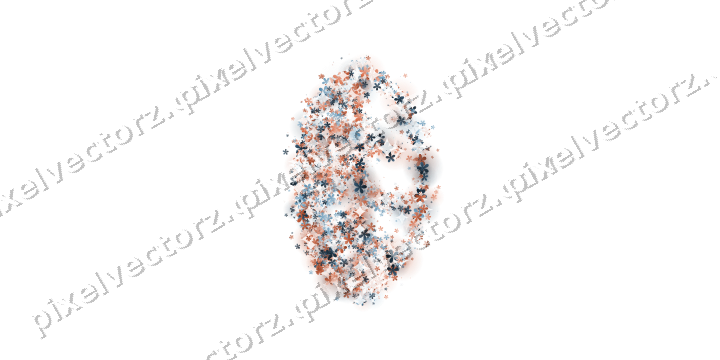 Seamless glitter leaf of flowers in orange on a transparent background
