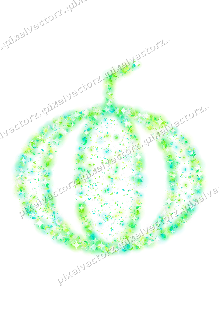 Seamless glitter pumpkin in green and lime on a transparent background