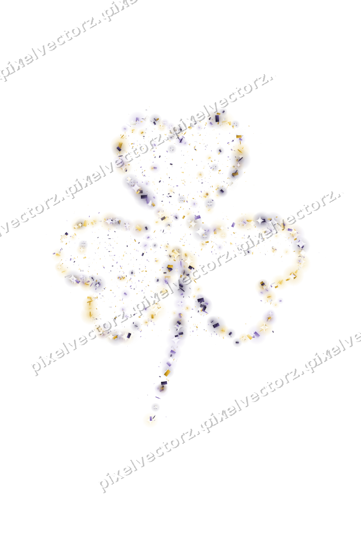 Seamless glitter shamrock in amber on a transparent background