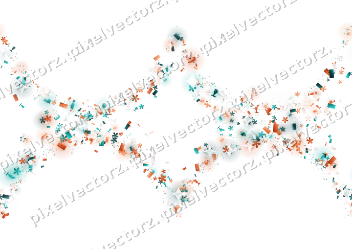 Seamless glitter garland in orange on a transparent background