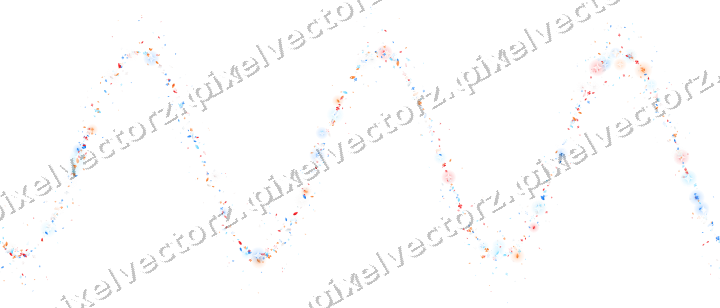 Seamless glitter wave in blue and red on a transparent background