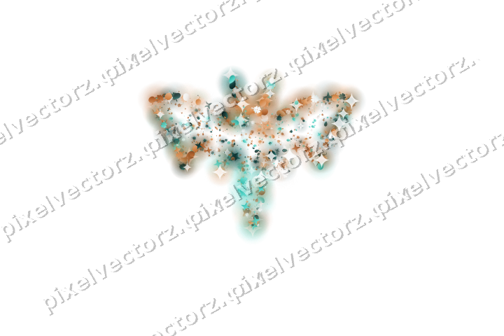 Seamless glitter bat of stars and eggs on a transparent background