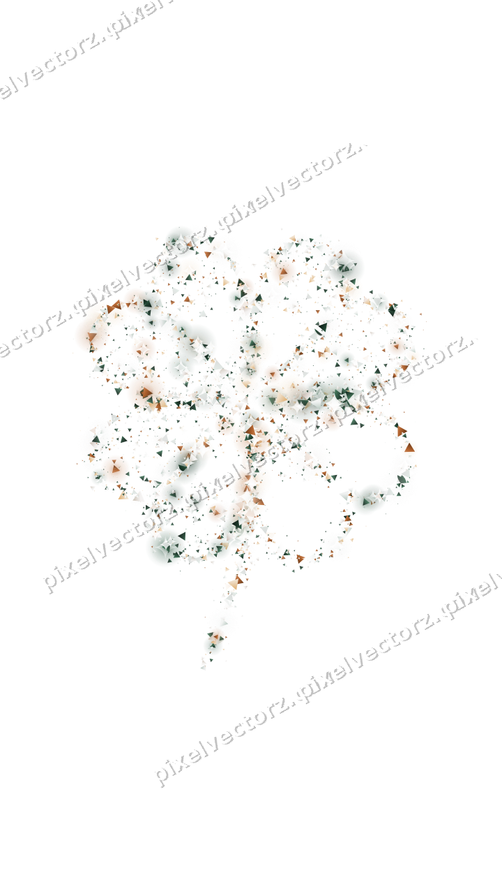 Seamless glitter clover leaf of triangles on a transparent background