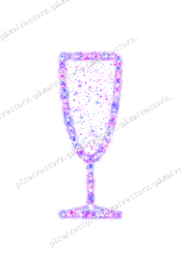Seamless glitter champagne flute in purple on a transparent background