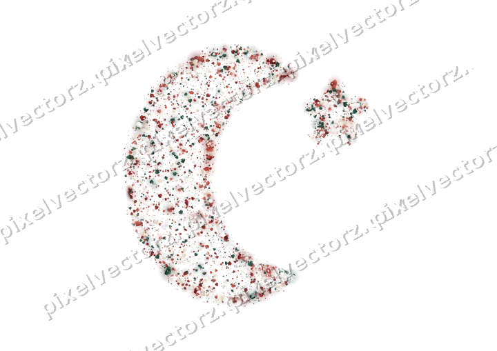Seamless glitter crescent moon of hearts on a transparent background