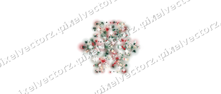 Seamless glitter snowflake of baubles on a transparent background