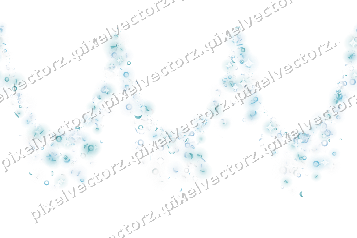 Seamless glitter garland in cyan on a transparent background