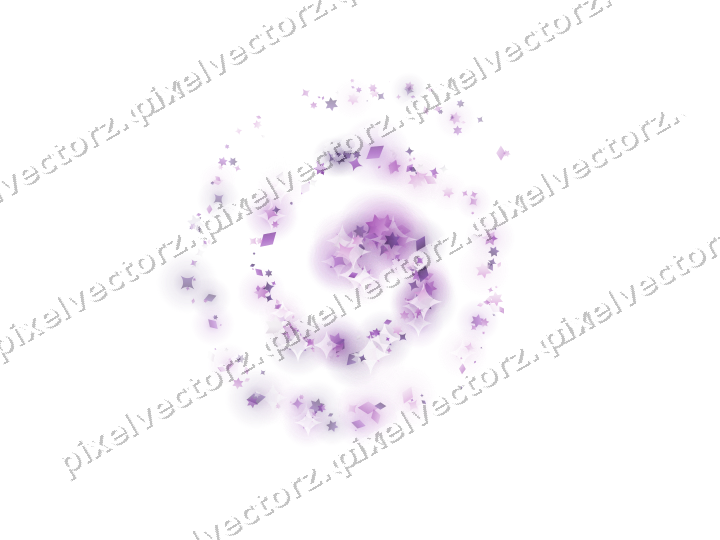 Nahtlose Glitzerspirale aus Sternen und Funken auf transparentem Grund