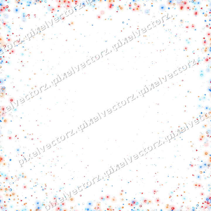 Seamless glitter border in blue and red on a transparent background